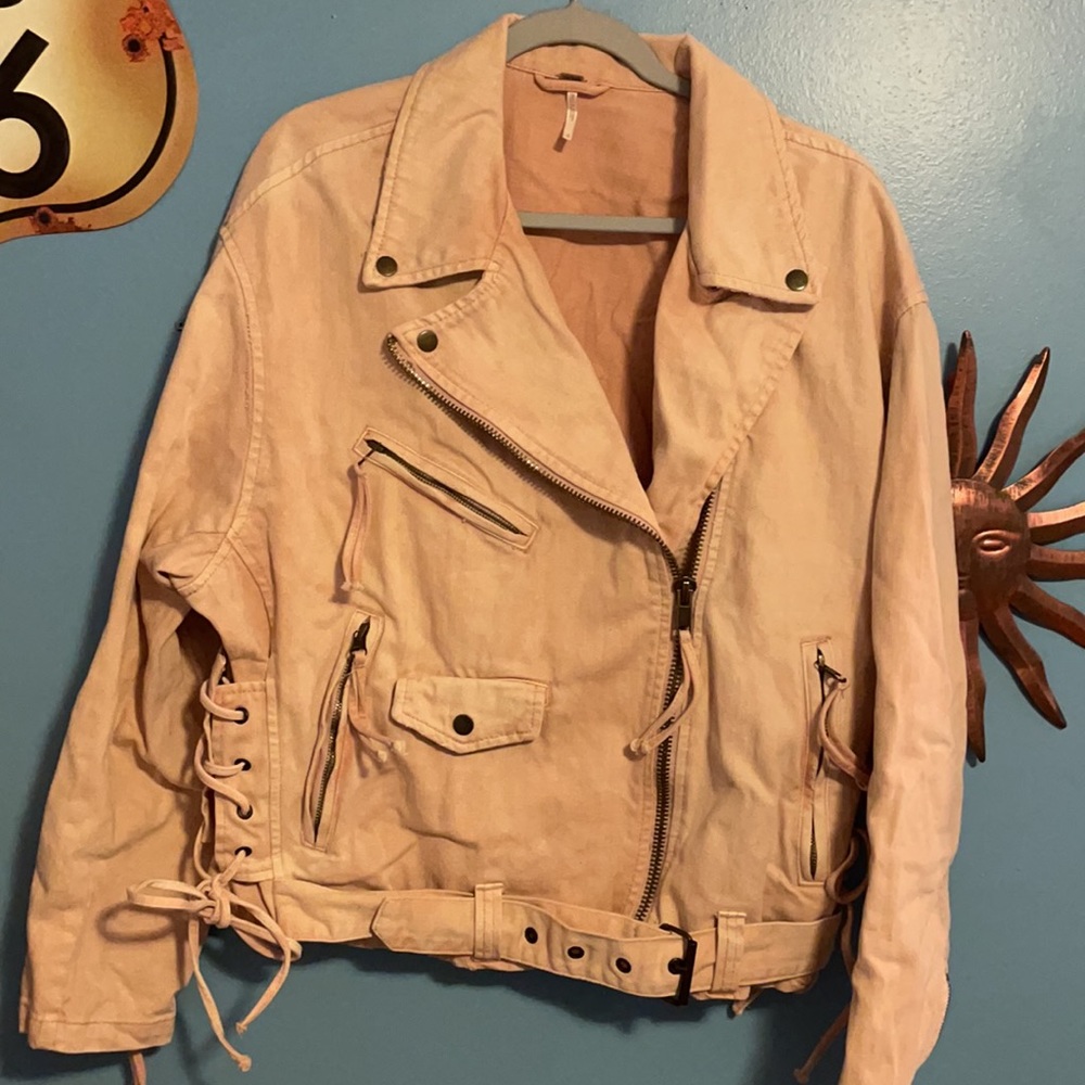 Free People pink jean jacket